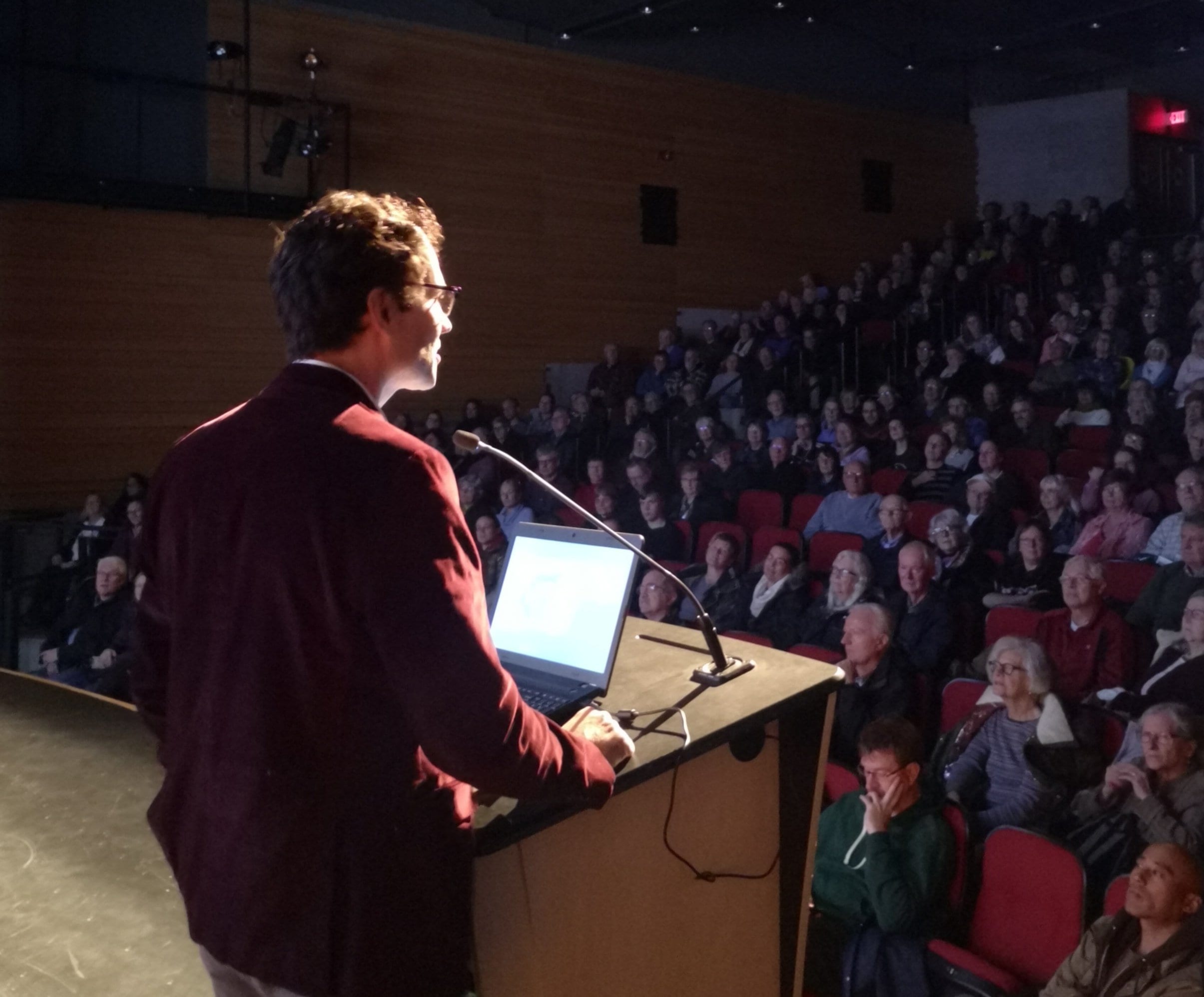 Ben speaking about native plants to a sold out crowd at Wolfe Performance Hall in London, Ontario