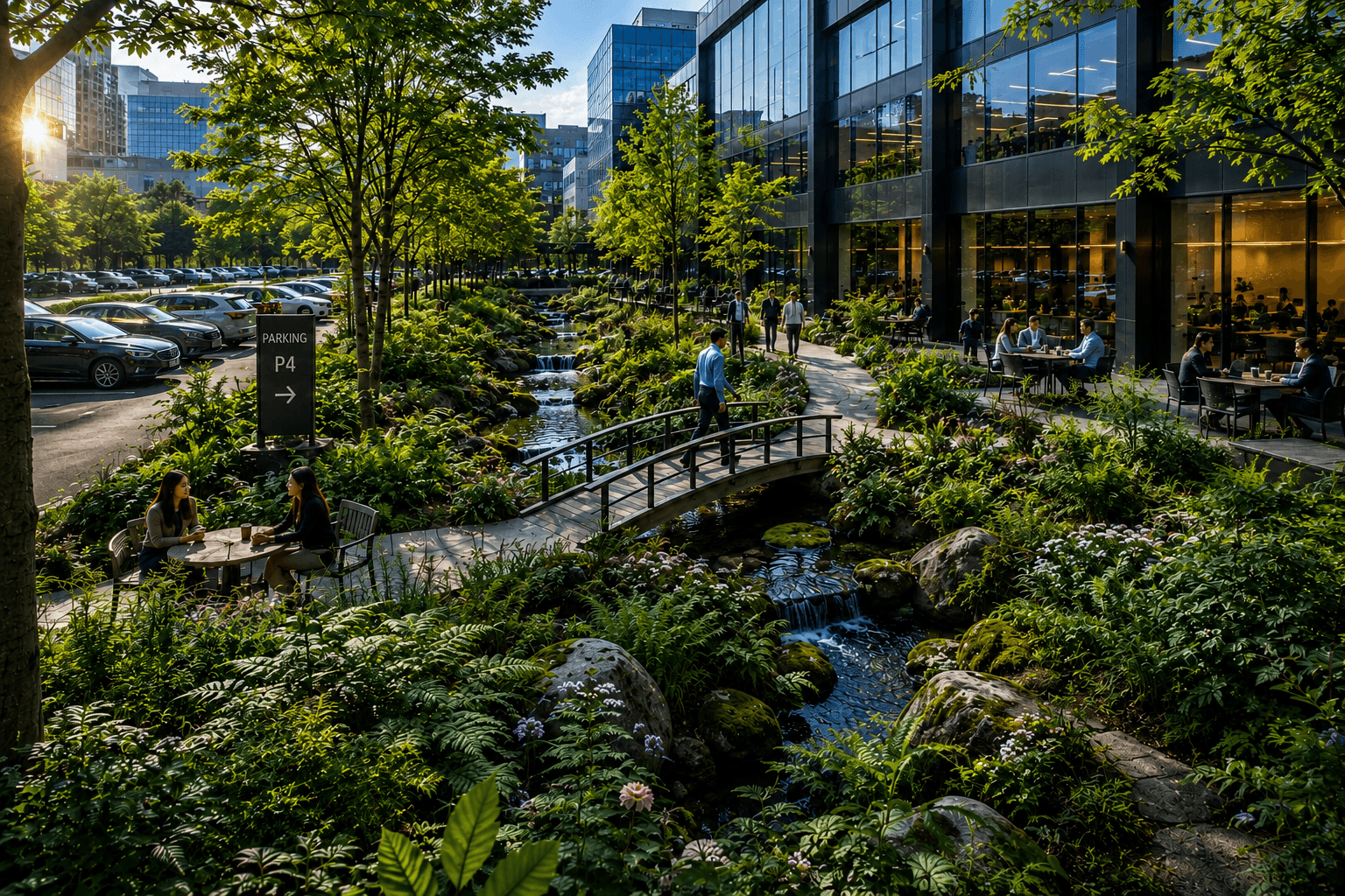 Rendering of a Nature Sense Ground at a corporate office