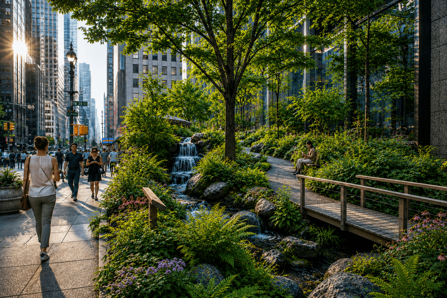Rendering of a Nature Sense Ground in an urban core setting